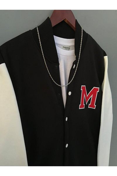 NoVibe 'm' Design Overisize Varsity Jacket
