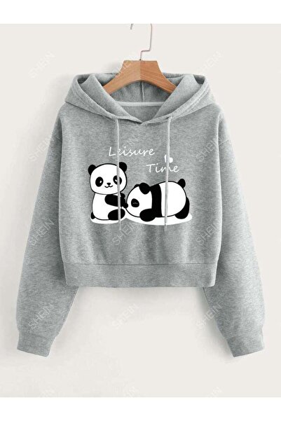 NoVibe Hanorac pentru copii Two Panda O supradimensionat Winter K cu glugă Cr...