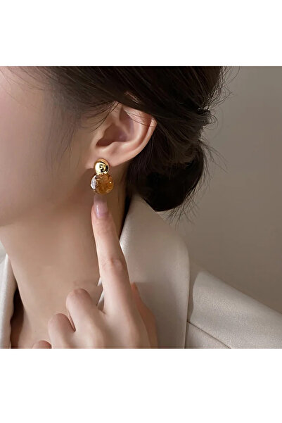 MURASSA BUTİK Vintage Kaplan Gözü Reçine Küpe 3'lü Set