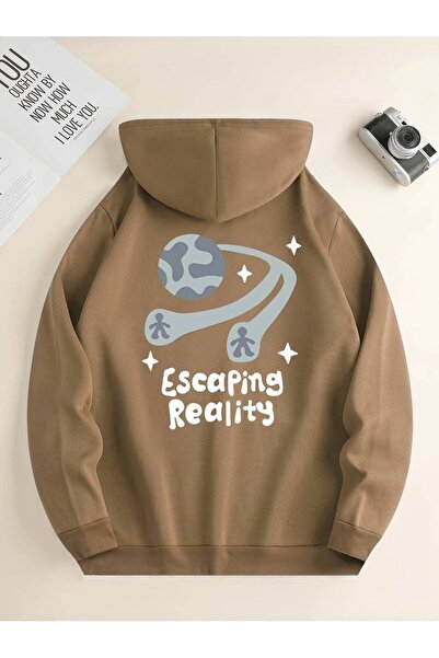 MANCY Unisex φούτερ με κουκούλα με στάμπα Escaping Reality, χειμερινό, 3 κλωσ...