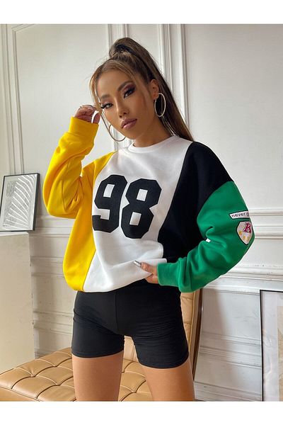 NoVibe Machete 98 Printed Oversize Sweatshirt with 4 Colored Pieces