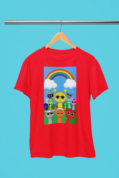 MAGORS Sprunki Printed Cycling Collar 100% Cotton Children's and Youth Tshirt