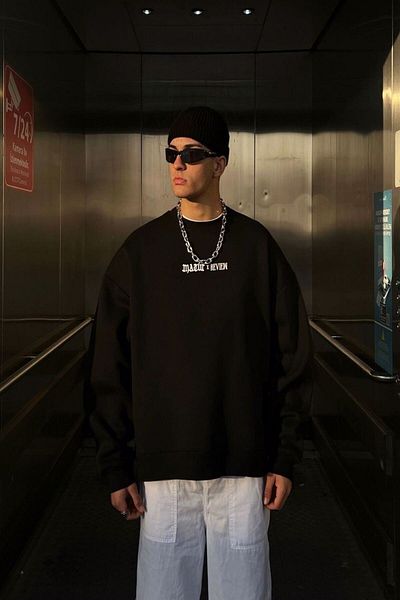 NoVibe Plus Size Black 'spider' Big Back Printed Oversize Sweatshirt