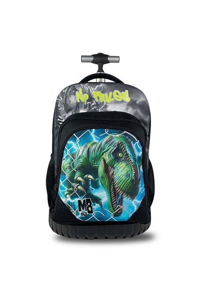 My Way My Way Black Trolley Backpack with Dinosaur Pattern - 33x27x47cm