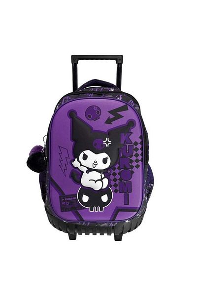kuromi Purple Trolley Backpack with 3D Model - 34x20x44cm