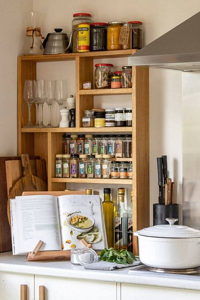 DizyWood Wooden Spice Rack Countertop Decorative Kitchen Shelf Natural