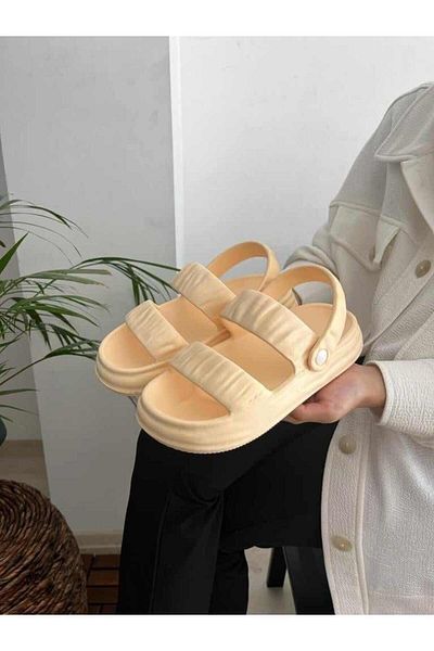 AkınalBella Double Stripe Anatomical Sole Ultra Light Soft And Flexible Non-Slip Beach Garden Pool Sandals Slippers