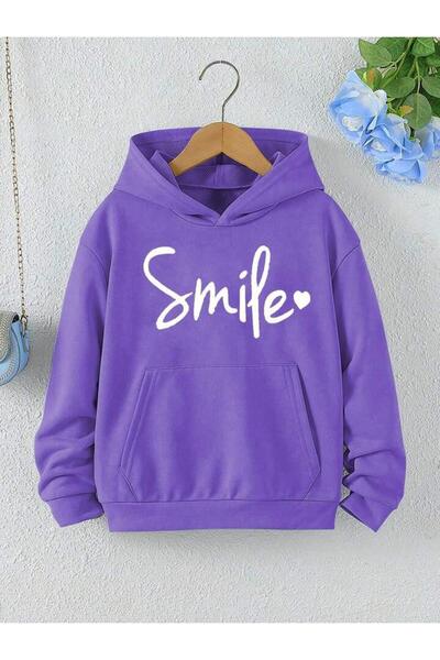 NoVibe Hanorac pentru copii Smile cu imprimeu supradimensionat Winter cu glug...