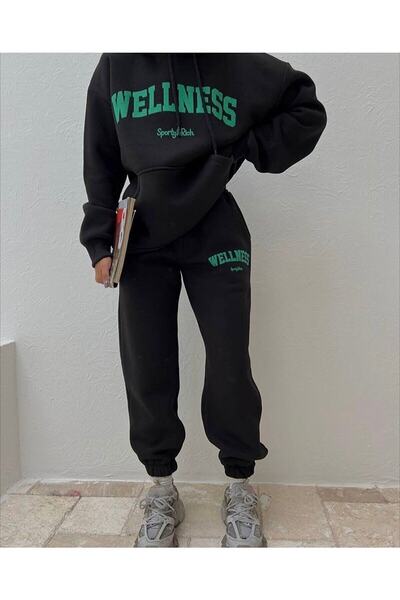 NoVibe Σετ αθλητικής φόρμας με στάμπα με κουκούλα Wellness για γυναίκες