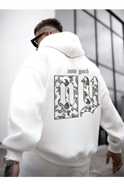 NoVibe Hanorac oversize unisex cu imprimeu New York de mărime mare