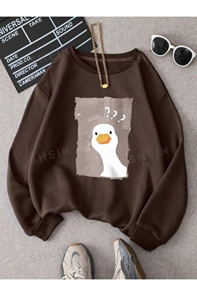 MANCY Children's Duck Printed Oversize Sweatshirt Hoodie