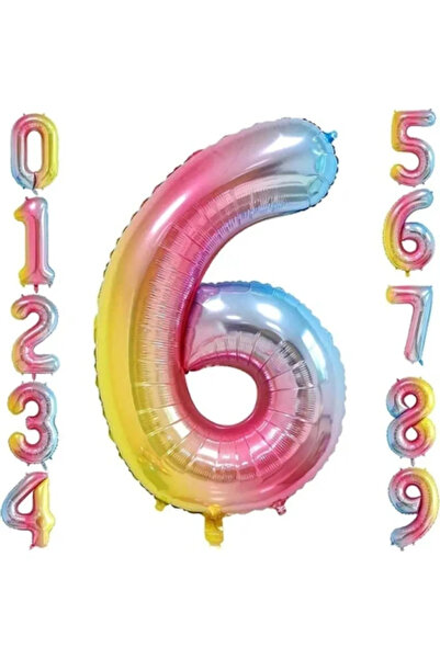 Baloncu Dükkanı بالون فويل ملون لعمر 6 سنوات مقاس 34 بوصة (76-82 سم)