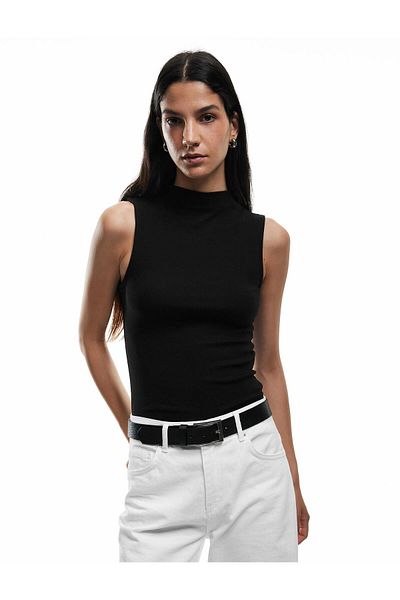 Koton Bluză modală fără mâneci de bază, slim fit, cu guler ridicat (AW 25)