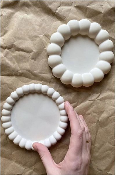 Bernami Bubble Set of 2 Decorative Concrete Plate Jewelry Plate Coasters
