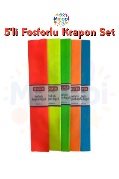 Minopi Fosforlu Krapon Kağıdı 5'li Paket Karışık Fosfor Paket 50x200 cm