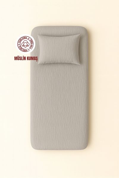 sutra 100% Cotton Muslin Fabric Single Fitted Sheet Set