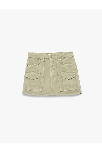 Koton Cotton Cargo Pocket Detailed A-Line Mini Skirt (Aw 25)