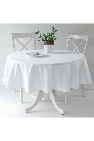 METİNEV Round Linen Draped Tablecloth – Natural and Elegant Design