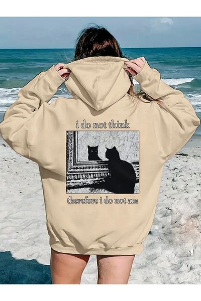 FUFLUNS I Do Not Think Printed Oversized Unisex Hooded Sweatshirt