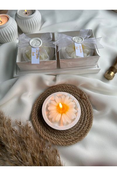 Bernami 10 Pieces of Wedding Favors Promise Engagement Henna Wedding Birthday Gift Daisy Candle
