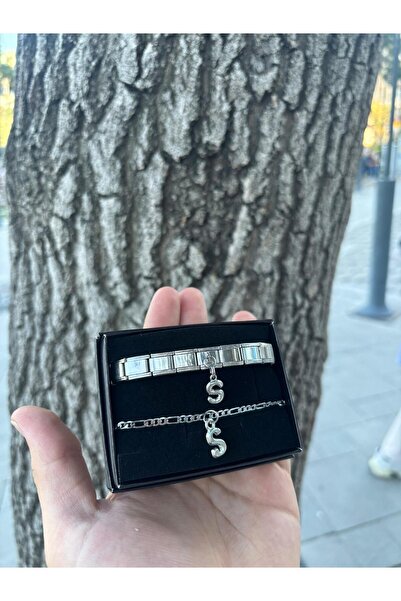 Çelik Çiftlere Özel Baş Harf Bileklik Seti – İsim Harfli Sevgili Bileklikleri