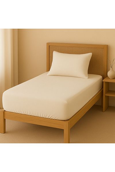 sutra 100% Cotton Muslin Fabric Single Fitted Sheet Set