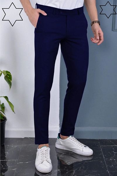 wamoss New Season Slim Fit Belted and Tongue Closure Linen Trousers Dil1
