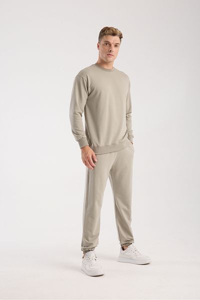 kaphone 10 Men's 0 Collar Oversize Leg Elastic Cotton Tracksuit Set