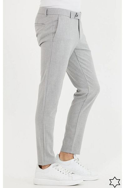 wamoss New Season Slim Fit Belted and Tongue Closure Linen Trousers Dil11