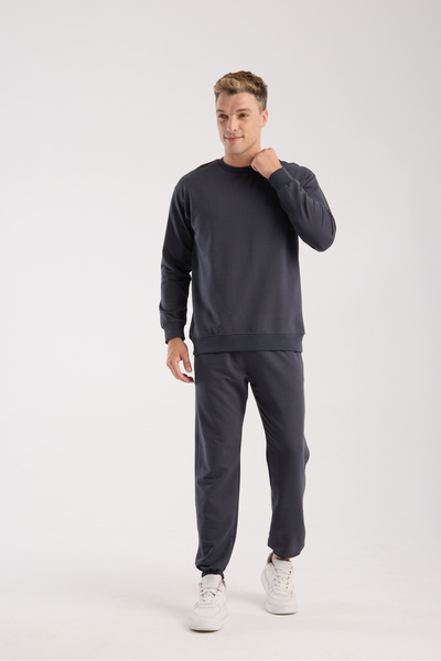 kaphone 10 Ανδρικό σετ αθλητικής φόρμας από ελαστικό βαμβάκι με oversized τεμάχια με λαιμόκοψη