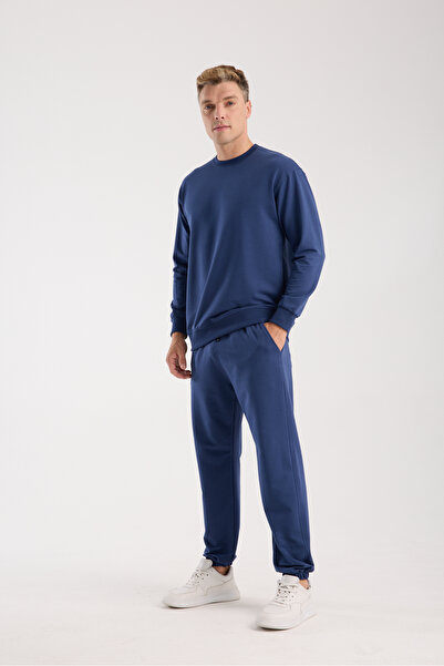 kaphone 10 Ανδρικό σετ αθλητικής φόρμας από ελαστικό βαμβάκι με oversized τεμάχια με λαιμόκοψη