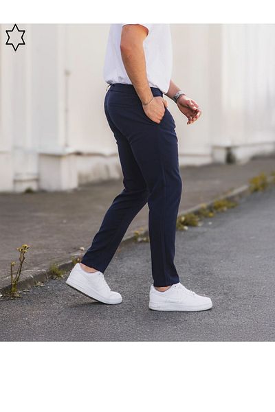 wamoss New Season Slim Fit Belted and Tongue Closure Linen Trousers Dil11