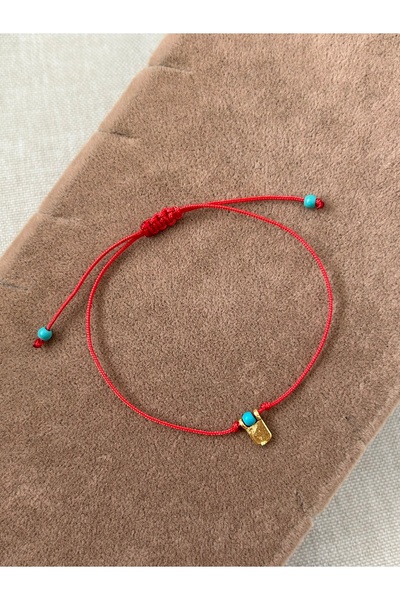 ATELİERGONCA Kırmızı ip minimal pirinç bileklik no:2