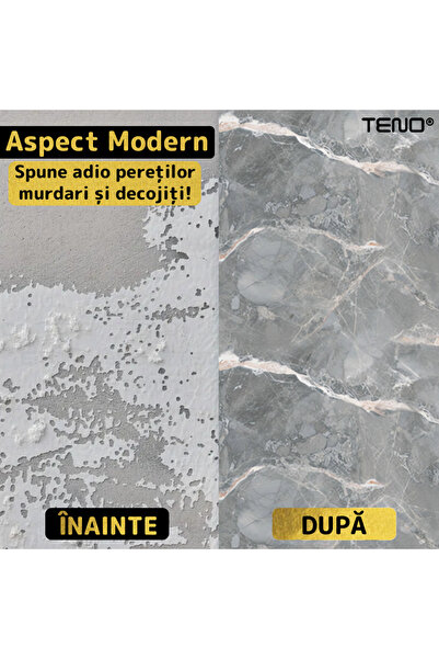 Teno Set 40x Tapet Marmura Premium 3D Teno®, suprafata acoperire 7.2 mp, 30x60 cm, gri inchis