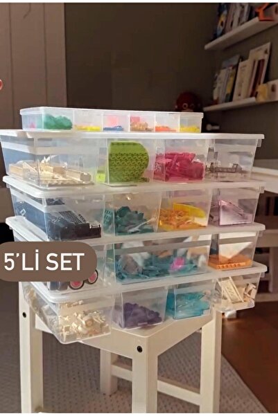 woodhub Minik Parça Hobi Kutusu, 5'li Oyuncak ve Masa Üstü Organizer Seti, Beyaz