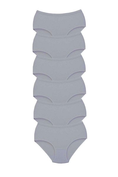 PRATİKOBA 6 Pieces Tutku Women's High Waist Bato Thick Rubber Panties Gray