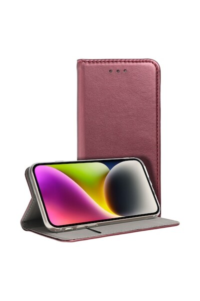 OEM Husa model Smart Magneto pentru Xiaomi Redmi Note 13 5G, visiniu