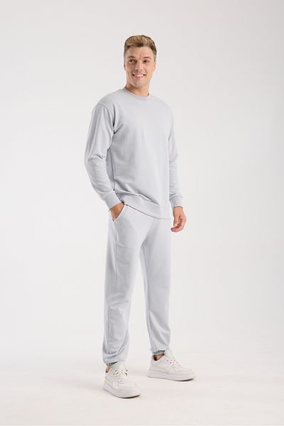kaphone 10 Men's 0 Collar Oversize Leg Elastic Cotton Tracksuit Set
