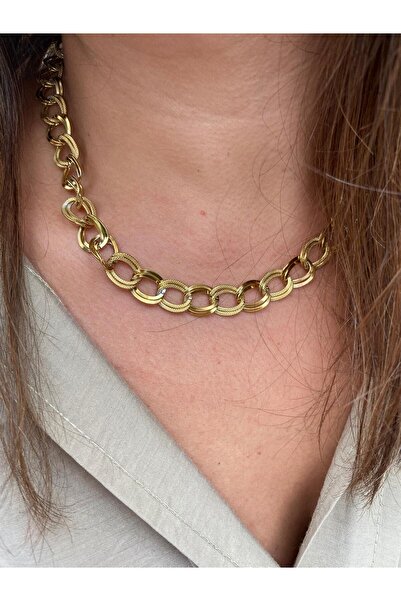 marsel aksesuar قلادة من الفولاذ الذهبي موديل سامانيولو