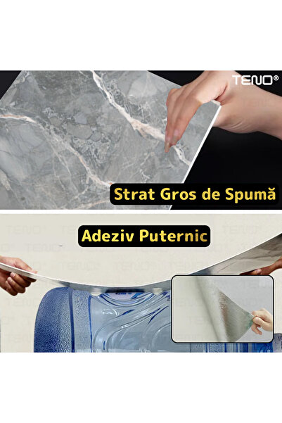 Teno Set 40x Tapet Marmura Premium 3D Teno®, suprafata acoperire 7.2 mp, 30x60 cm, gri inchis