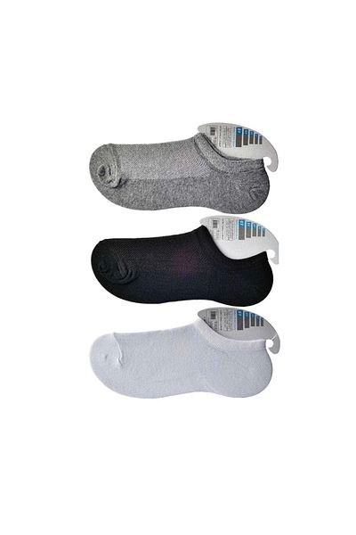 PRATİKOBA Black Gray and White Men's Invisible Socks 15 pairs