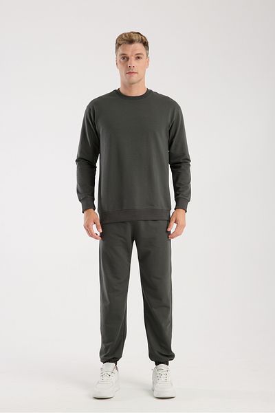 kaphone 10 Men's 0 Collar Oversize Leg Elastic Cotton Tracksuit Set