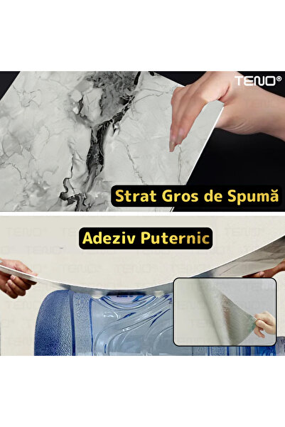 Teno Set of 80x Premium 3D Teno® Marble Wallpaper, coverage area 14.4 sq m, 30x60 cm, anthracite grey