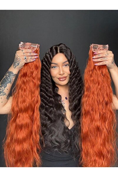 Suzan Peruk Bakır 8 parça Afro Dalgalı uzun Çıt Çıt Saç 70cm Ekstra yoğun 250...