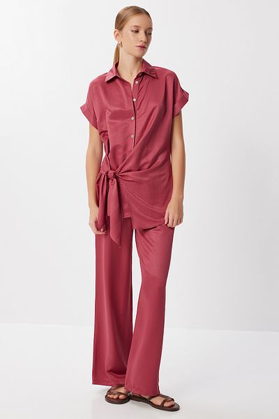 Lovelyİstanbul Lacing Detailed Satin Surface Suit Lff0037 Cherry