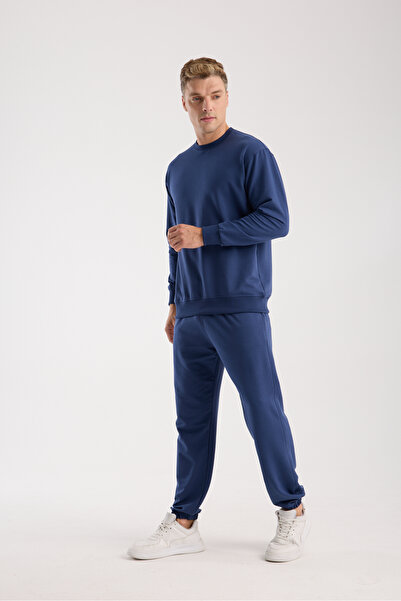 kaphone 10 Ανδρικό σετ αθλητικής φόρμας από ελαστικό βαμβάκι με oversized τεμάχια με λαιμόκοψη