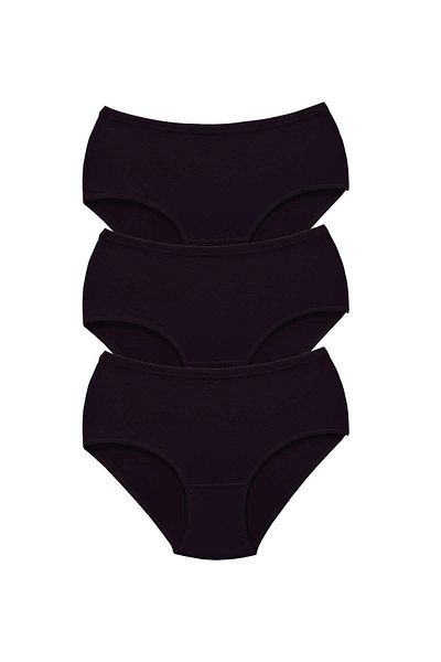 PRATİKOBA 3 Pieces Tutku Women's High Waist Bato Thick Rubber Panties Black