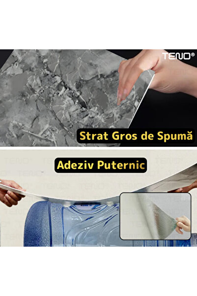 Teno Set of 80x Premium 3D Teno® Marble Wallpaper, coverage area 14.4 sq m, 30x60 cm, black grey