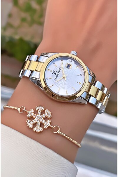 Daniel Klein Gold Colored Women's Wristwatch and Bracelet Gift