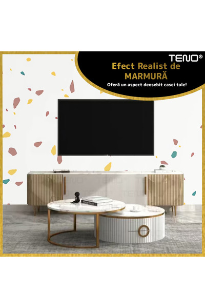 Teno Set 30x Tapet Marmura Premium 3D Teno®, suprafata acoperire 10.8 mp, 60x60 cm, alb pestrit
